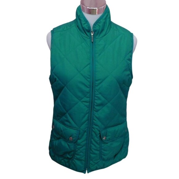 SALE New Directions Womens Green Quilted Puffer Vest S Pockets Zip Front - Picture 1 of 10